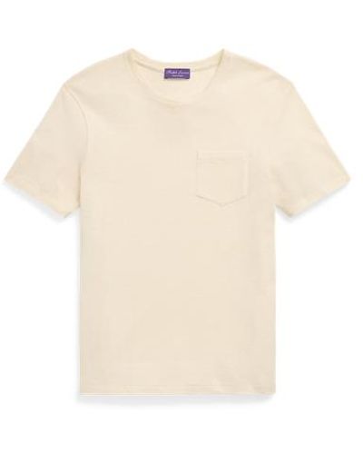 Ralph Lauren Purple Label Piqué-T-Shirt mit Tasche - Natur