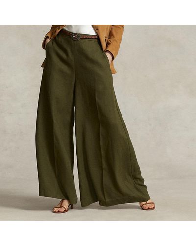 Polo Ralph Lauren Linen Ultrawide-leg Pant - Green