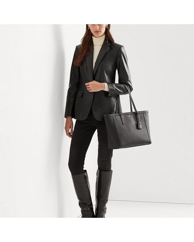 Ralph Lauren Leather Tote Bag - Black Totes, Handbags - WYG108335