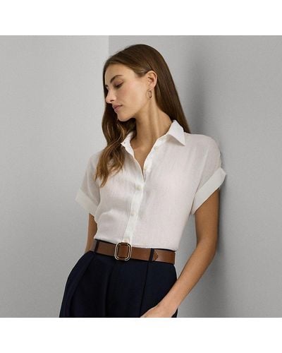 Lauren by Ralph Lauren Petite - Camicia a maniche corte in lino - Bianco