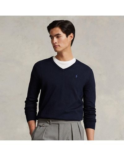 Polo Ralph Lauren Slim-Fit Pullover mit V-Ausschnitt - Blau