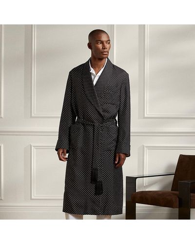 Ralph Lauren Purple Label Ralph Lauren Polka-dot Silk Robe - Black