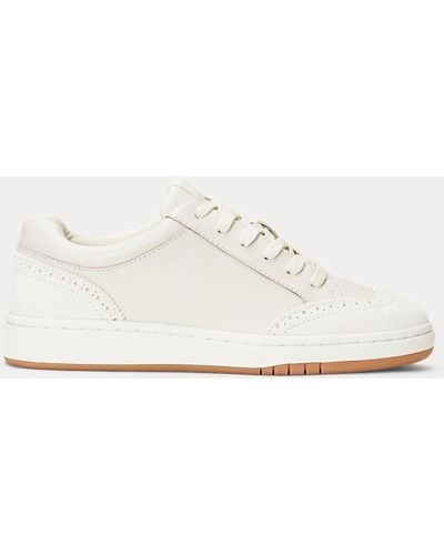 Lauren by Ralph Lauren Hailey Wingtip Sneaker Van Leer En Suède - Wit