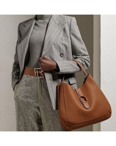 Ralph Lauren Collection Welington Calfskin Medium Shoulder Bag - Brown