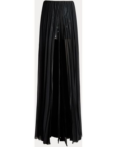 Ralph Lauren Collection Mallorie Pleated Chiffon Trouser - Black