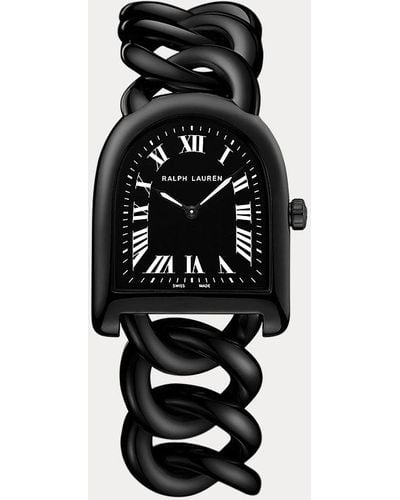 Ralph Lauren Reloj Stirrup con esfera negra Petite - Negro