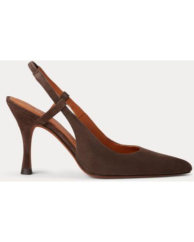 Polo Ralph Lauren Leren Schoenen Met Slingbackband - Bruin