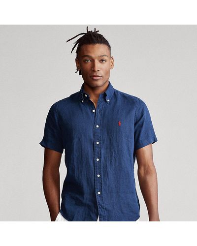 Polo Ralph Lauren Slim Fit Linnen Shirt - Blauw
