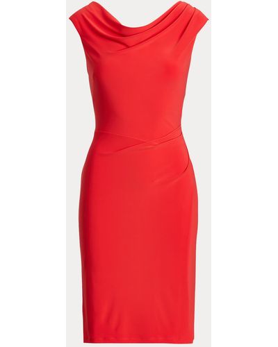 Ralph Lauren Kleid mit Wasserfallausschnitt - Rot