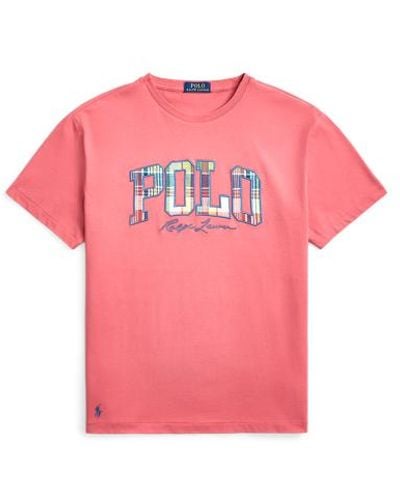 Polo Ralph Lauren Classic Fit Plaid-logo Jersey T-shirt - Pink