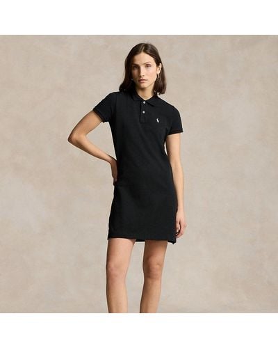 Ralph Lauren Cotton Mesh Polo Dress - Black