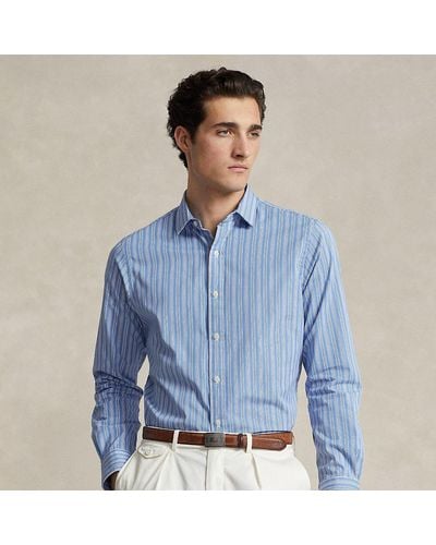 Ralph Lauren Custom Fit Striped Poplin Shirt - Blue