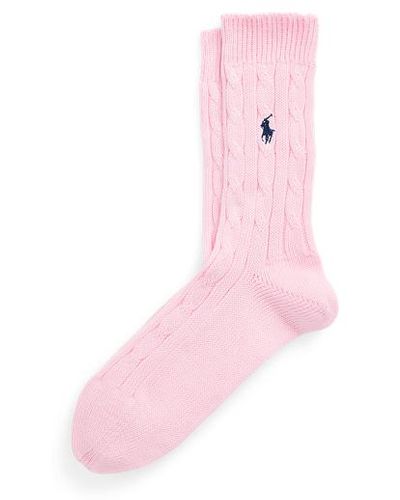 Polo Ralph Lauren Cable-knit Cotton-blend Crew Socks - Pink