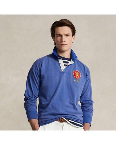 Polo Ralph Lauren Classic-Fit Jersey-Rugbyhemd mit Wappen - Blau