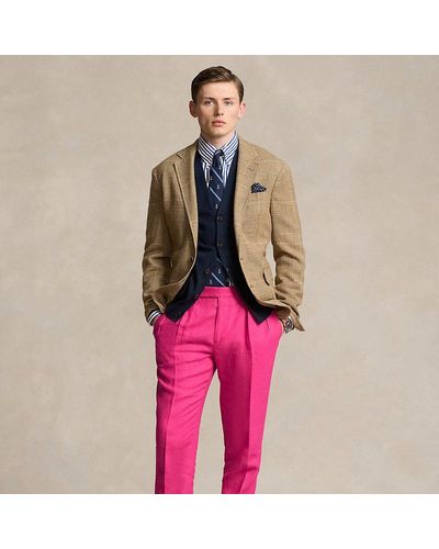 Ralph Lauren Pantaloni in lino a pieghe - Rosa