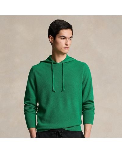 RLX Ralph Lauren Mesh-knit Cashmere Hooded Sweater - Green