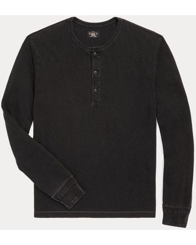 RRL Indigo Jersey Henley-shirt - Zwart
