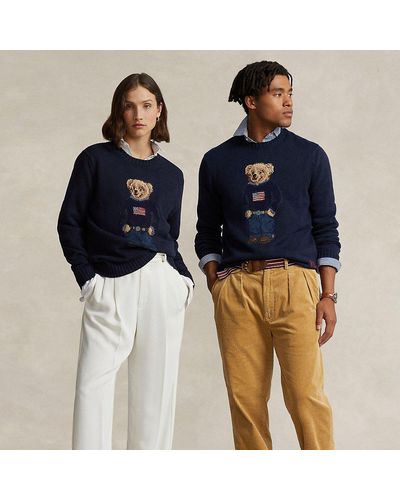 Polo Ralph Lauren Polo Bear Cotton-linen Sweater - Blue
