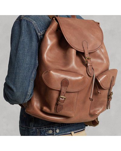 Ralph Lauren Heritage Leather Backpack - Brown