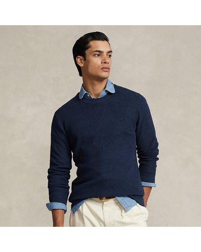 Ralph Lauren Textured Linen Crewneck Sweater - Blue