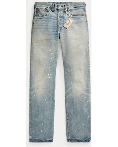 RRL Camden Straight Fit Selvedge Jeans - Blauw