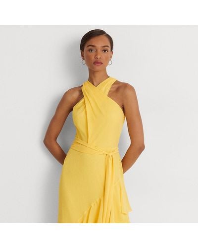 Ralph Lauren Neckholder-Kleid mit Gürtel - Gelb