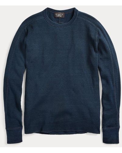 RRL Indigo Jacquard-knit Crewneck - Size Xxl - Blue