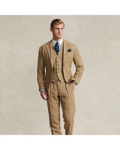 Ralph Lauren Pleated Plaid Tweed Suit Trouser - Green