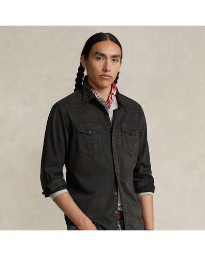 Polo Ralph Lauren Garment-dyed Denim Western Shirt - Black
