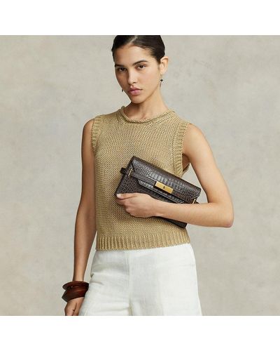 Polo Ralph Lauren Polo Id Croc-embossed Clutch - Brown