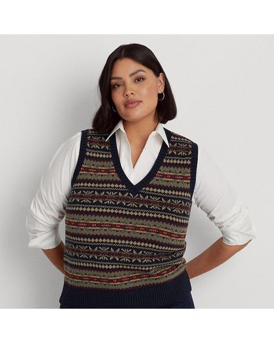 Ralph Lauren Ralph Lauren Fair Isle V-neck Sweater Vest - Black