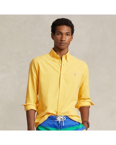 Polo Ralph Lauren Camicia Oxford tinta in capo Custom-Fit - Giallo