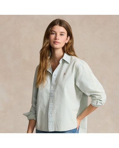 Polo Ralph Lauren Wide Cropped Chambray Shirt - Gray