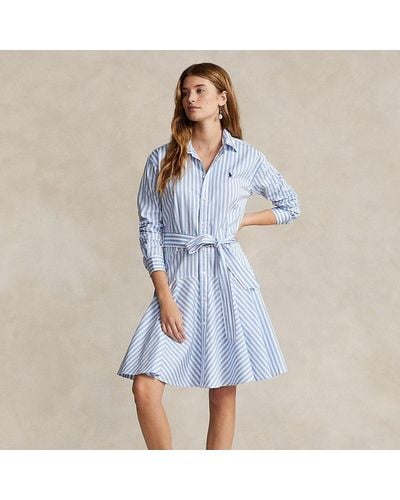 Polo Ralph Lauren Striped Cotton Paneled Shirtdress - Blue