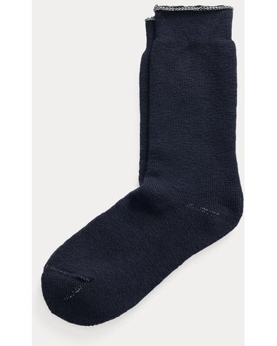 RRL Heathered Stretch Cotton-blend Socks - Blue