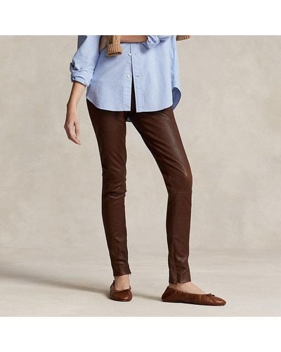 Ralph Lauren Leather Skinny Pant - Brown