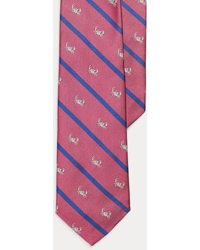 Polo Ralph Lauren Cravate club rayée en reps de soie - Rose