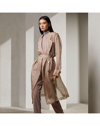 Ralph Lauren Collection Jayne Washed Organza Trench Coat - Natural