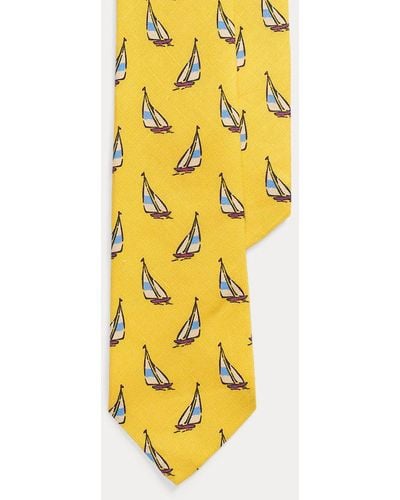 Polo Ralph Lauren Sailboat-print Linen Tie - Yellow