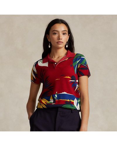 Ralph Lauren Knit Wool Graphic Polo Shirt - Red