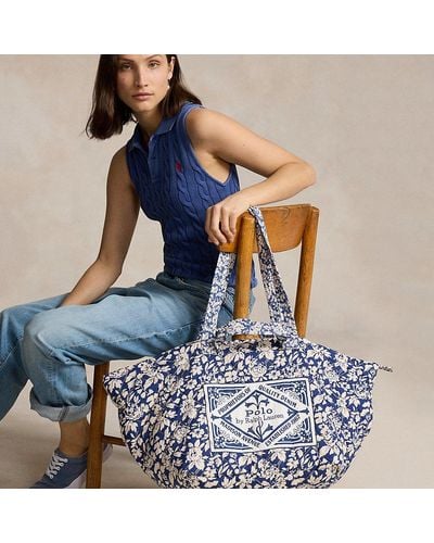 Ralph Lauren Quilted Floral Cotton Extra-large Tote - Blue