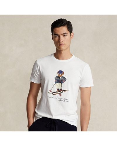 Polo Ralph Lauren Custom Slim Jersey T-shirt Met Polo Bear - Wit