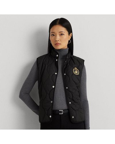 Lauren by Ralph Lauren Gilet trapuntato con collo a lupetto - Nero