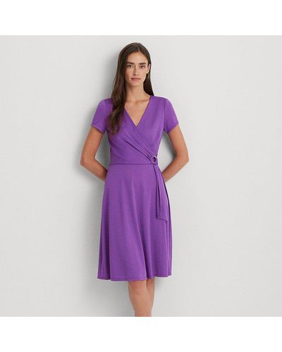 Lauren by Ralph Lauren Surplice Jersey Dress - Purple