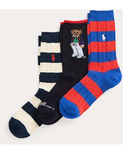 Polo Ralph Lauren Geschenkset Crew-Socken mit Polo Bear - Blau
