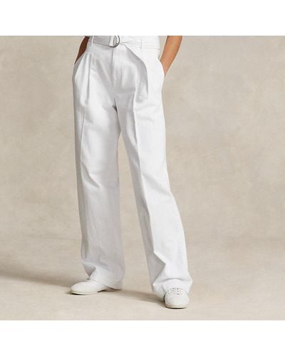 Polo Ralph Lauren Denimhose mit weitem Bein und Gürtel - Weiß