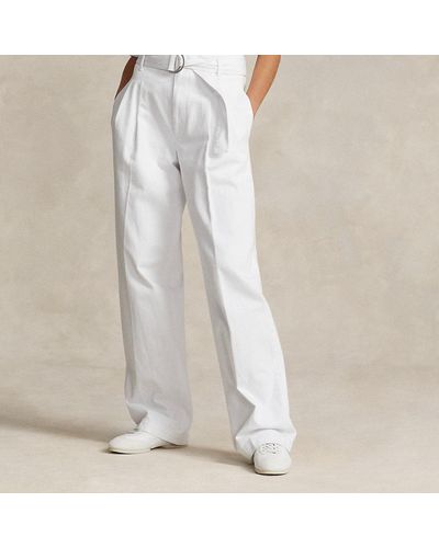 Ralph Lauren Belted Wide-leg Denim Pant - White