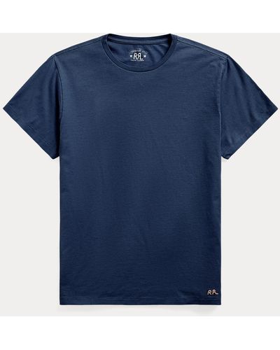 RRL Geverfd T-shirt Met Ronde Hals - Blauw