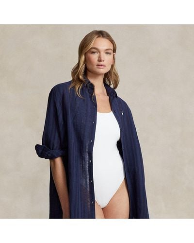 Polo Ralph Lauren Cover-up aus Leinen und Baumwolle - Blau
