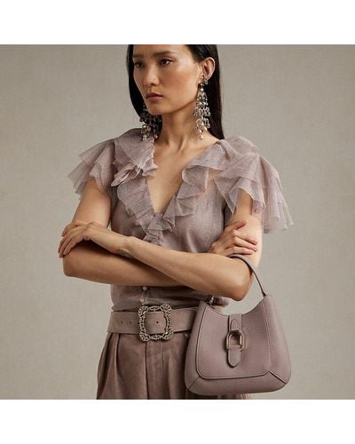Ralph Lauren Collection Mini sac porté épaule Welington vachette - Marron